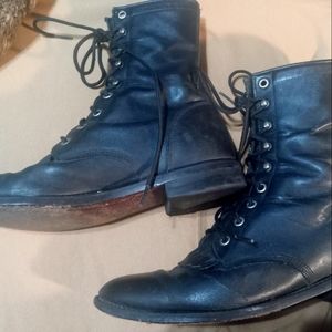 Justin vintage leather black boots sz 7 1/2b